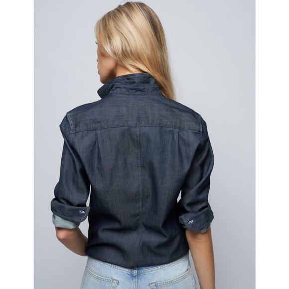 Frank & Eileen BARRY Famous Denim Tailored Button-Up Shirt in Raw Rinse L $278 - Picture 4 of 15